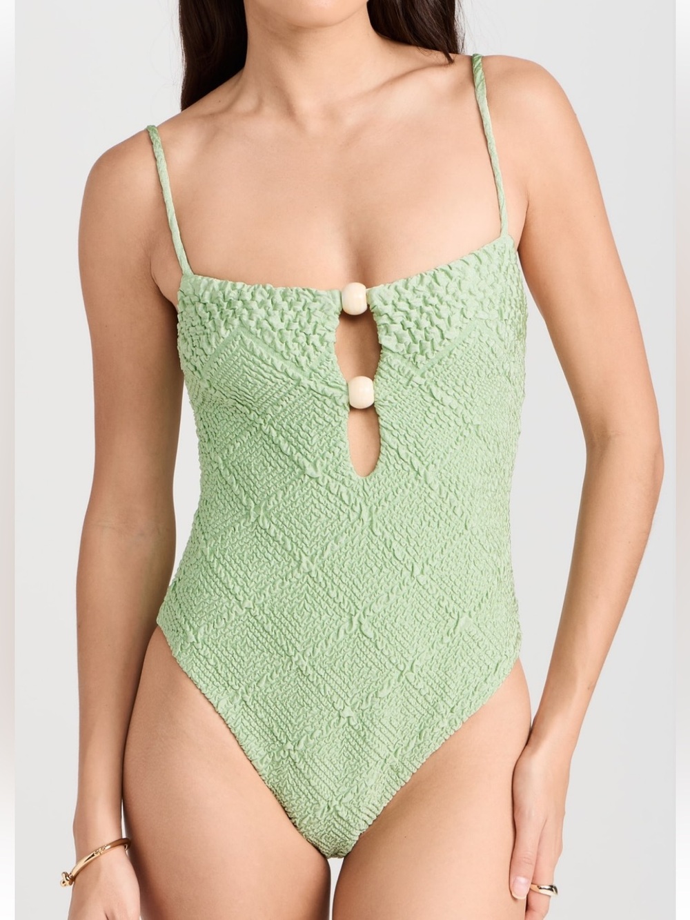 Textured Sage Green One-Piece Swimsuit